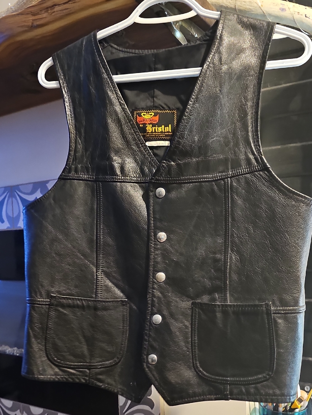 Vintage BRISTOL Made in Canada Leather Biker Vest - Ladies Medium